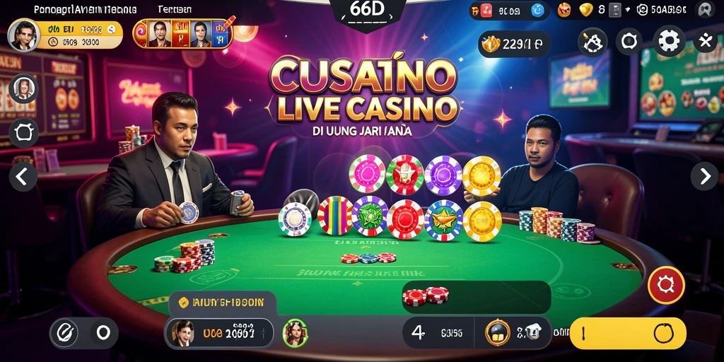 Tampilan gameplay Live Casino dengan dealer langsung di 66D.