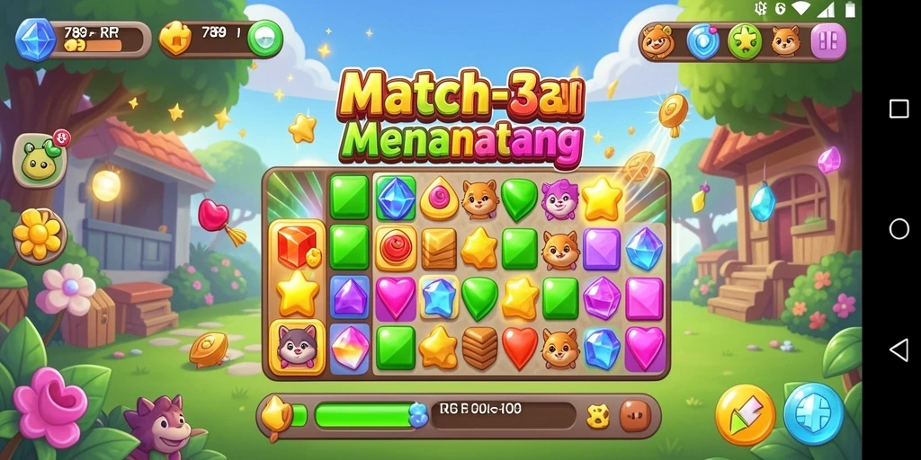 Gameplay seru 789RP dengan tantangan Match-3 yang menarik.