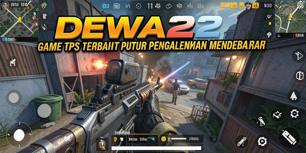 Gameplay mendebarkan dalam DEWA22 di arena TPS.