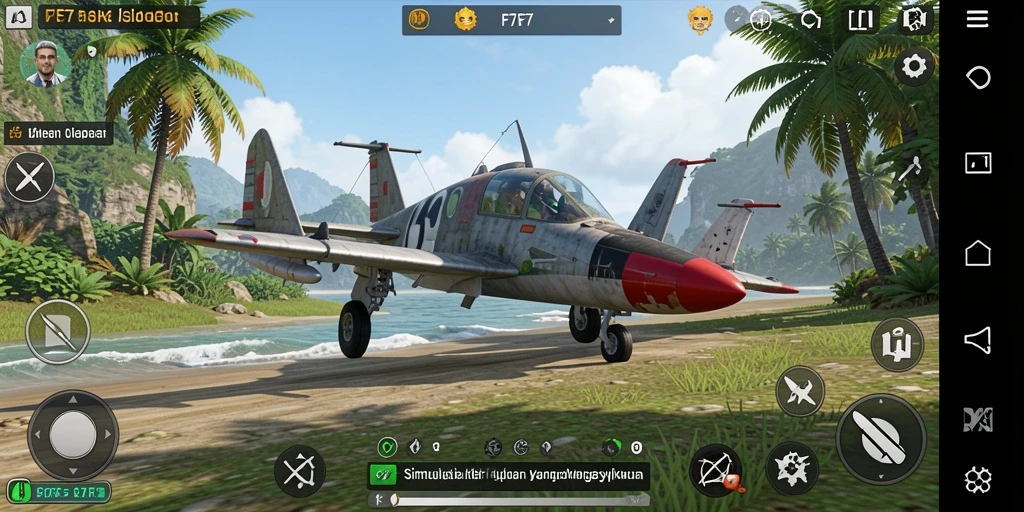 Tampilan gameplay F7F7 dengan berbagai aktivitas simulasi.
