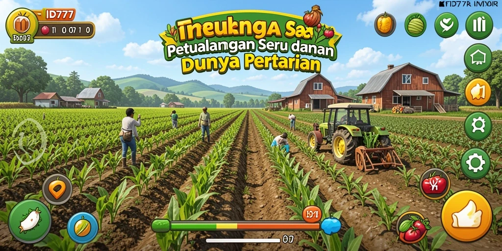 Tampilan gameplay <strong>ID777</strong> menunjukkan keseruan bertani dengan pemandangan ladang yang indah.