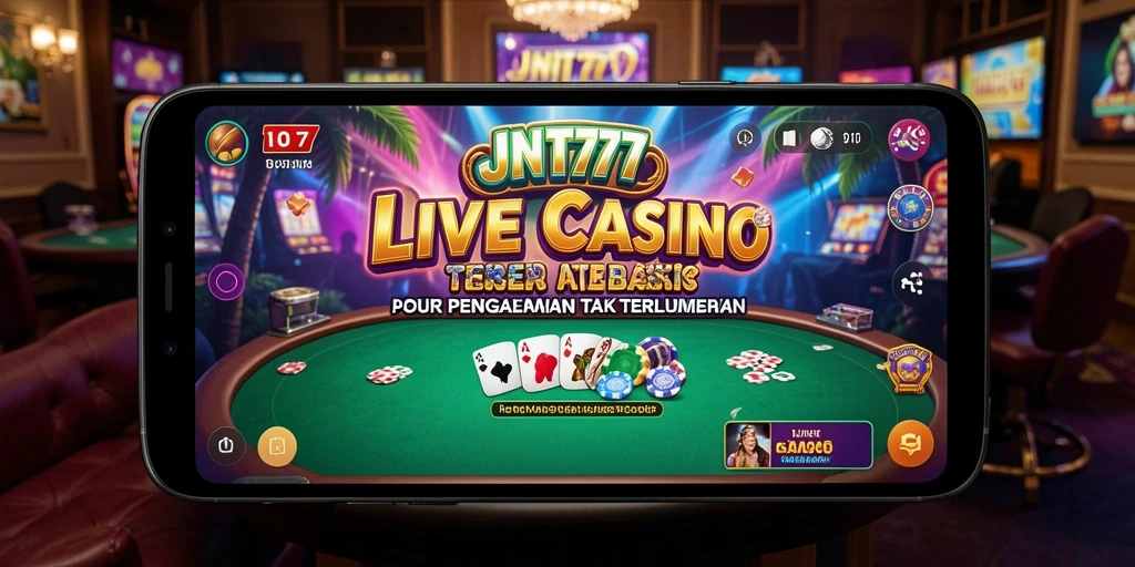 Screenshot JNT777 menampilkan dealer profesional dan gameplay Live Casino yang menarik.
