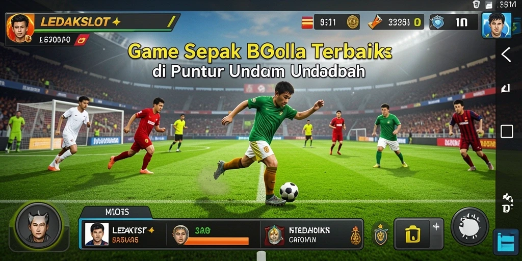 Screenshot LEDAKSLOT menampilkan aksi seru pertandingan sepak bola.