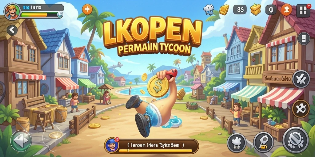 Screenshot menggambarkan gameplay Tycoon LKOPEN yang seru dan menantang.