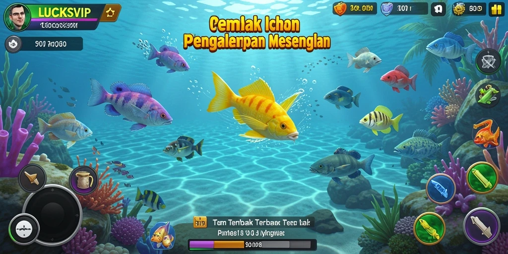 Tampilan gameplay menembak ikan yang seru dan menarik.