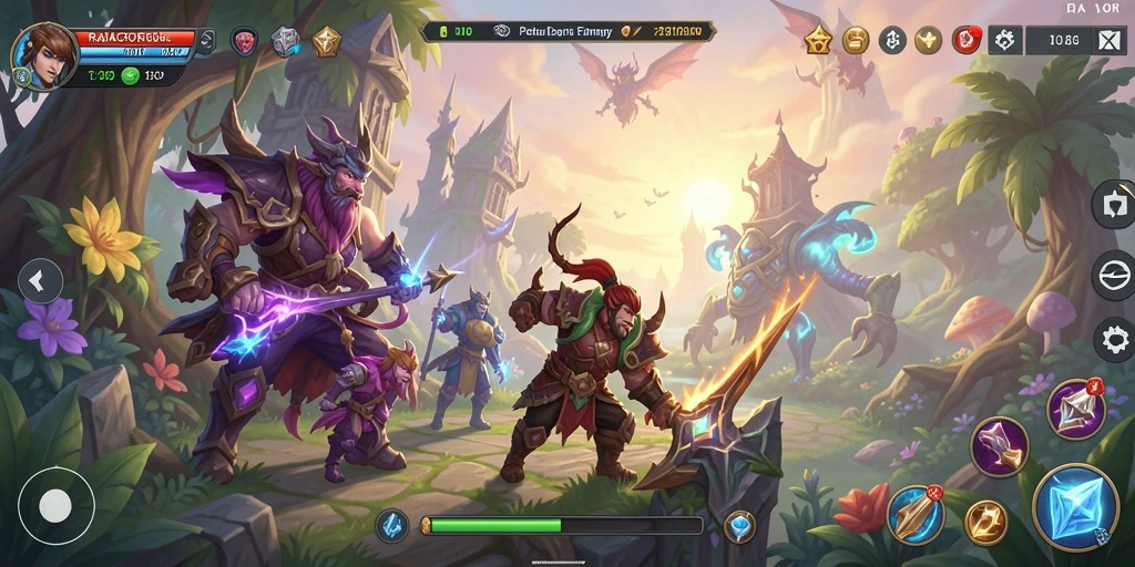Tampilan menarik dari gameplay epik RAJACORC di dunia fantasi.