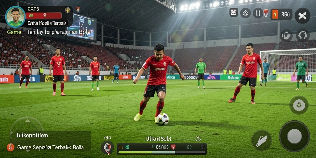 Tampilan gameplay <strong>RP8</strong> yang mendebarkan saat pertandingan sepak bola berlangsung.