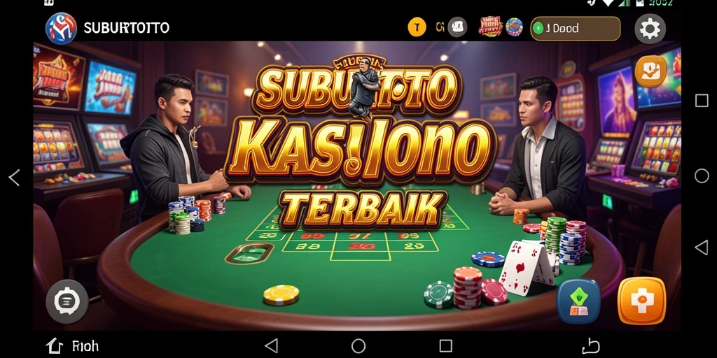 Screenshot gameplay SUBURTOTO menampilkan suasana kasino yang mengesankan.